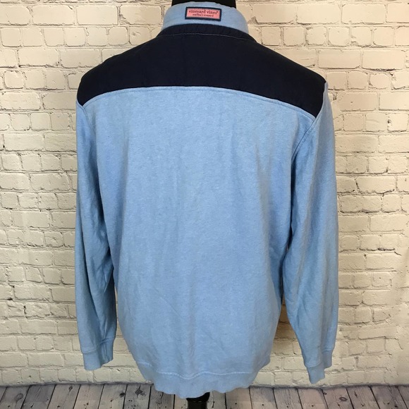 Vineyard Vines Sweater Blue 1/4 Zip Long Sleeve Pullover Fleece | Mens Medium - Picture 4 of 8